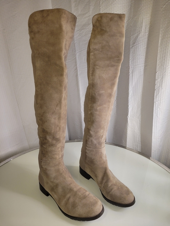 Stuart Weitzman Shoes - Women's Knee-High Suede Boots in Beige